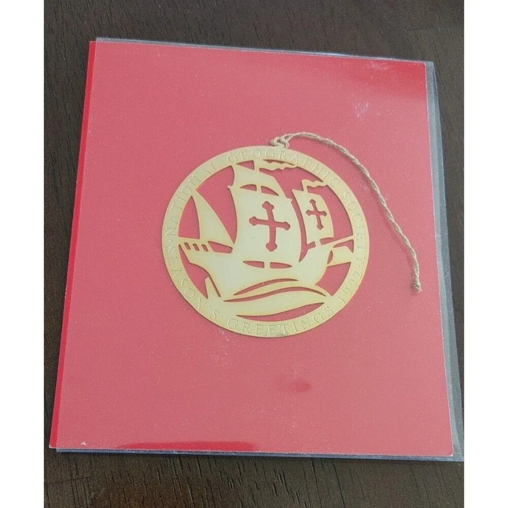 National Geographic Society 1992 Christmas Ornament Columbus Ship Vintage